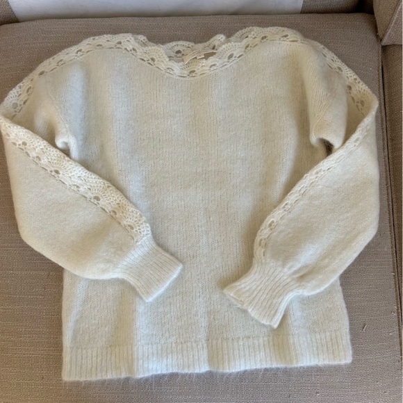 BEST Sezane Stacy Jumper Sweater - Ecru Ivory French Wool Mohair Knit - Picture 5 of 11